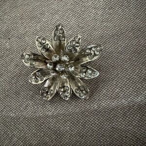 Elegant Silver Floral Brooch